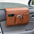 Car Window Armrest Storage Box, Soft Leather Vehicle Side Door Organizer Bag Elbow Rest Cushion with Multiple Pocket, Multifunctional Auto Window Armrest Storage Bag, Universal Fit (Brown)