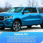 Tape-On Window Visors for 2019-2024 Ram 1500 Classic Crew Cab, 2009-2018 Ram 1500 Crew Cab, 2010-2025 Ram 2500 3500 Crew Cab & Mega Cab, Outside Mount Rain Guards Vent Visors, 4PCS