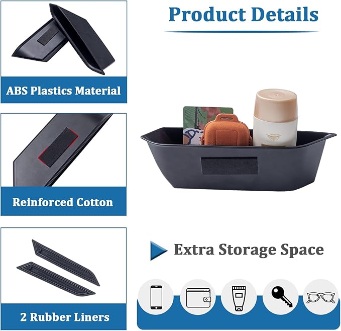 2PCS Front Door Storage Box Compatible with Ford Bronco 2021-2026 Accessories, Phone Holder Door Grab Handle Pocket Storage Organizer ABS Plastic (Not for Sport)