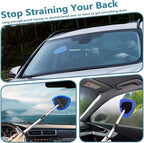 Car Windshield Cleaning Tools, Expandable Car Window Cleaner kit with 4 Reusable Microfiber Pads, 2 Spray Bottles, Windshield Cleaning Wand Tool, Auto Interior Dust Brush, for Trucks, SUVs, RVs etc
