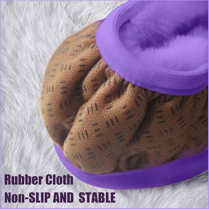 Furry Car Steering Wheel Cover, Heat Absorbing Fluffy Cover, Soft Warm Plush Non-Slip, 14 1/2-15 inch, for Women Girls, Purple