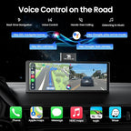 10.26" Portable Apple CarPlay Screen for Car with Rotatable 4K Dash Cam, Wireless CarPlay & Android Auto Display with 1080P Backup Camera, 64GB Card Included, GPS Navigation, Voice Control