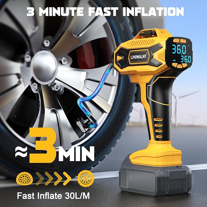 Tire Inflator Air Compressor Compatible with DeWalt 20V Battery Power, 160PSI Cordless Portable Electric Air Pump with Digital Pressure Gauge for Car Motorcycles Bike Ball Auto (Tool Only)