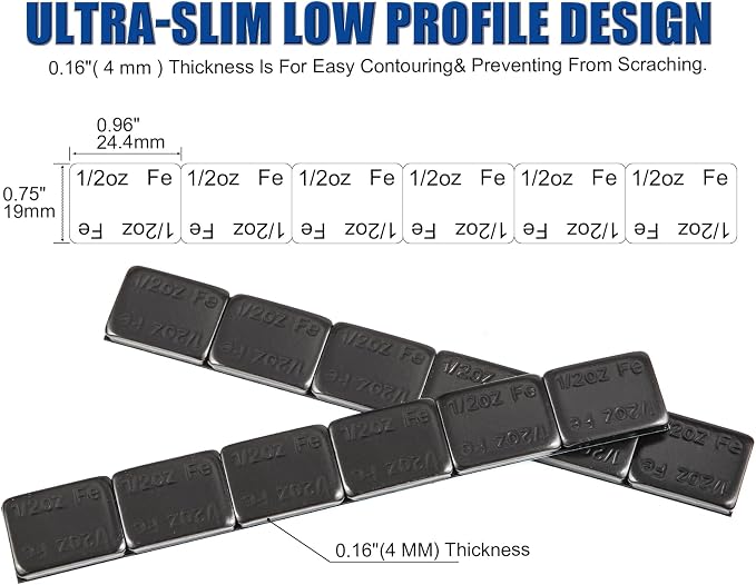 Upgraded Wheel Weights 1/2oz, 0.5oz, Black - 126PCS Adhesive Stick on Wheel Weights, 63oz/Box, Perfect for Cars/Trucks/SUVs/Motorcycles