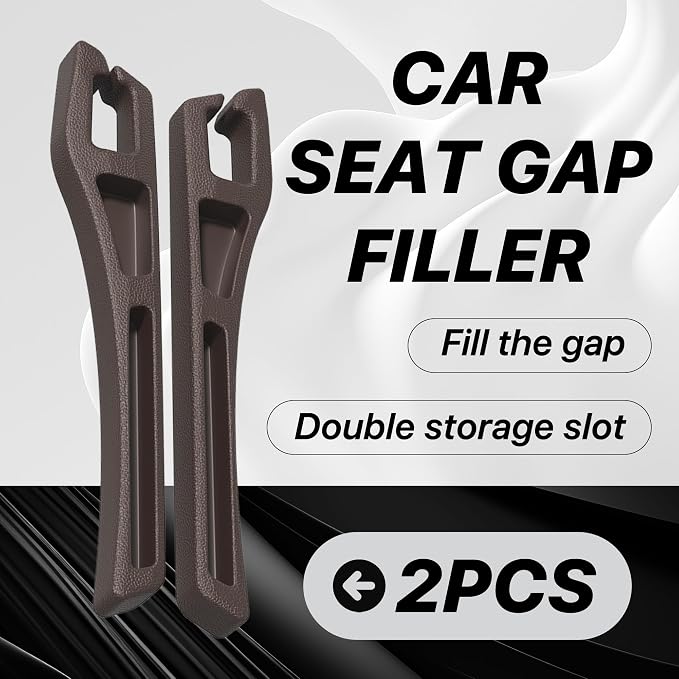Car Seat Gap Filler Organizer, 2PCS Multifunctional Vehicle Fill Gap Blocker with Storage Slot Between Seat Console, Anti-Drop Auto Interior Organization, Universal for SUV Truck Sedan(Brown)