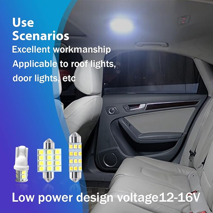 24 PCS Car LED Lights, Interior Replacement Bulbs for Car Interior Lights Dome Lights Plate Lights Map Lights Door Lights License,Compatible with All Vehicles(White