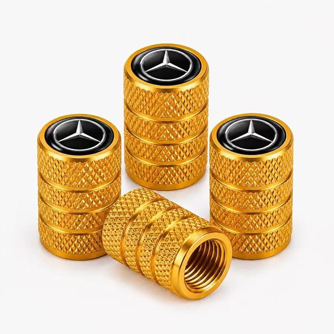 Car Tire Valve Stem Caps for Automobiles,Dust Caps Compatible with Mercedes Benz CESM CLK GLK GL AB GLS GLE AMG Series Car Tires，Alloy Leak-Proof Valve Cover