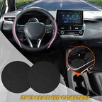 Steering Wheel Cover Black and Pink Leather Universal 14.5-15 inch | Car Steering Wheel Covers with Coasters Microfiber Breathable Anti-Slip Durable Steering Wheel Accessories Set for Woman