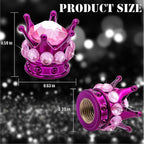 4PCS Crown Bling Tire Stem Valve Caps, Crystal Diamond Car Wheel Tire Valve Caps Universal Copper Core Stem Covers for Cars, SUV, Trucks, Bikes, Motorcycles, Bicycles (Purple & Pink)