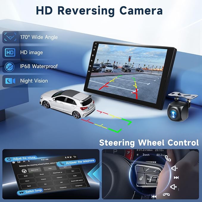 4 Core 64G Car Stereo for Toyota Camry 2006-2011 Manual A/C, 10.1’’ HD Incell Touch Screen Android 13 Radio, Wireless Carplay Android Auto,5G WiFi,GPS,Bluetooth 5.0,FM,32 EQ,Backup Camera