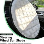 Car Steering Wheel Sun Shade, 16.93" Anti-Heat Aluminum Film Steering Wheel Sun Block Cover, Heat Insulation Cooling Protective Cover, Universal Steering Wheel Shield Accessories (Silver)