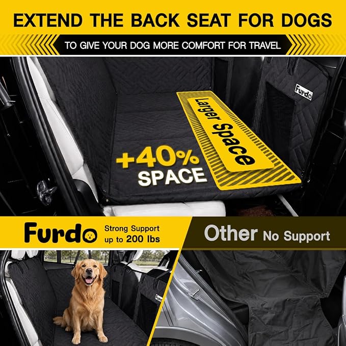 Back Seat Extender for Dogs – Hard Bottom Seat Cover for Dogs, Dog Hammock, Back Seat Pet Cover, Back Seat for Car/SUV/Small Trucks