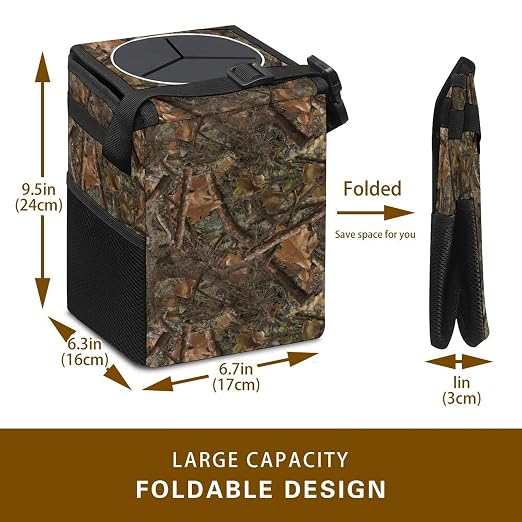 Camouflage Car Trash Can, Waterproof Portable Mini Garbage Bin, Lightweight No-Install Waste Basket for Car Office Home, Cute Multifunctional Car Interior Accessory