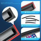 4Pcs Set Tape-On Rain Guards Window Visors for Ford Maverick Crew Cab 2022-2024 Window Deflectors Black