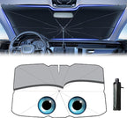 Windshield Sun Shade 2025 Car Accessories 100% Blackout Car Front Windsow Shades Umbrella Automotive Sun Visor Block Heat Insulation Protection (Gry Eyes)