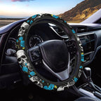 Skulls Print Car Steering Wheel Cover Stretch-on Fabric Neoprene Comfortable Grip Automotive Steering Wheel Protector Adult Anti-Slip Universal 15 inch Machine Washable Gray