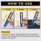 Jumbo Tire Marker White Red Yellow Blue - 8 Pack 15mm Wide Tip Paint Pens for Car Tires Lettering, Large Capacity Premium Ink Waterproof Colored Permanent Markers