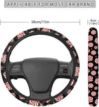 Christmas Car Steering Wheel Cover Sweat Absorption Safe Driving | Candy Print, Sweat Absorbing Non-slip Steering Wheel Protection, Elastic Flexible Universal 14 to 15 inch