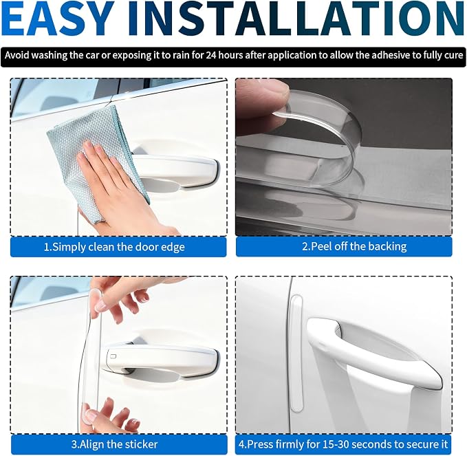 8PCS Transparent Car Door Edge Guards Kit,Anti-Collision & Anti-Scratch Car Door Edge Protector,Self-Adhesive Cars Doors Corner Protector Automotive Exterior Accessories