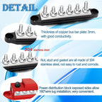 250A Bus Bar 12V Marine 1/4" Power Distribution Block Automotive Busbar Terminal Block,Battery Buss Bar (Pair, Red & Black) 6 x 1/4" Post Terminals