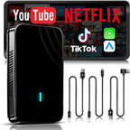 Magic CarPlay Box, Wireless CarPlay Adapter Supports for Netflix/YouTube/TF Card, AI Box Carplay, Plug & Play, Drivechat with AI Skills, Dual WiFi, Bluetooth, Fits for OEM Wired CarPlay Cars