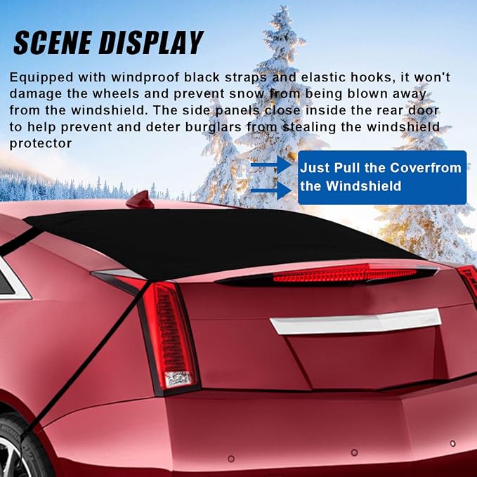 Car Rear Windshield Snow Cover, 57×35 Inch Anti Ice Frost Rear Windshield Protector, Windproof Oxford Back Window Cover, Winter Car Accessories for Cars, Trucks, SUVs, Lorries