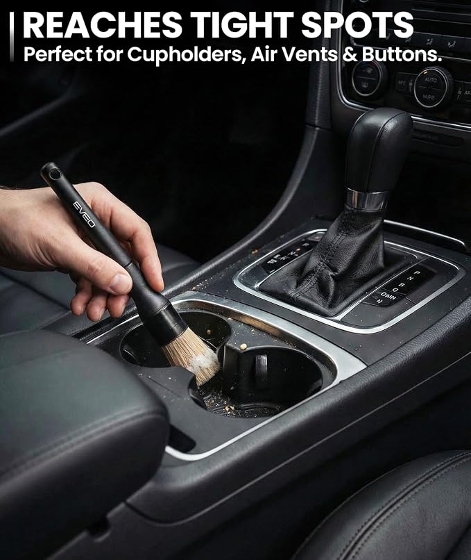 Car Detailing Brush Set - (3 Pack) Car Detailing Kit Interior, Car Interior Detailing Kit Car Detailing Brushes - Car Cleaning Brush, Car Detailing Brushes, Car Detailing Tools | Soft Boars Hair