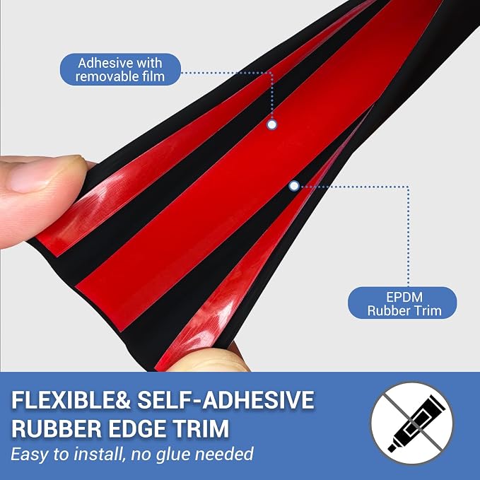 Rubber Edge Trim, Self-Adhesive House Door Edge Guard, Flexible U Shaped Edge Banding, Peel and Stick 1-3/4"(45mm) Wide Size U Shaped Protector, Baby Proof Guards for Plywood, Furniture, 20Ft