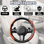 2PCS/Set Car Steering Wheel Cover, Leather Segmented Anti-Slip Automotive Wheel Protector, Soft Breathable Vehicle Steering Protection Covers, Universal Interior Accessories (Orange)
