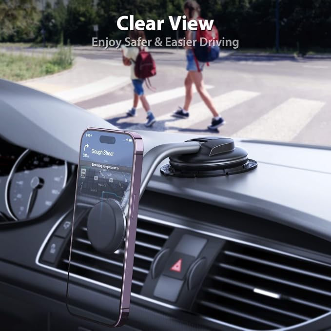 Magnetic Phone Holder for Car, [ Powerful Magnets & Military-Grade Suction] Car Phone Holder Mount Dashboard Windshield Cell Phone Holder Phone Stand for Car iPhone Android Automobile Cradle (Gray)