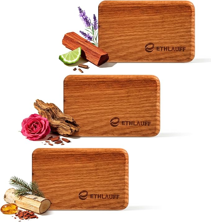 Car Air Freshener - Wood Air Freshener - Pack of 3 (Dark Wood,Sandalwood & Leather,Oud Royale)-CLIP INCLUDED