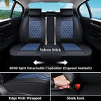 Coverado Universal Car Seat Covers Full Set, Sporty Non-Slip Waterproof Faux Leather Front & Rear Seat Protectors for Trucks SUVs, Mens Automotive Interior – BlackBlue