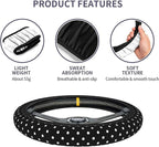 Black and White Polka Dot Steering Wheel Covers Non Slip Neoprene Steering Wheel Protector Universal 15 inch for Women Men