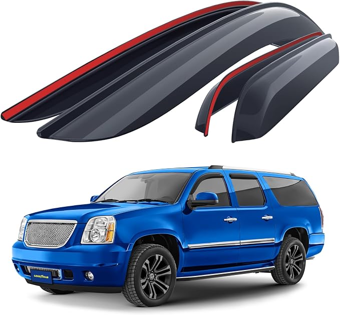 Goodyear Shatterproof Window Deflectors for GMC Yukon XL 1500 2007-2014, Tape-on Rain Guards, Window Visors, Vent Deflector Visor, Car Accessories, 4 pcs. - GY008841