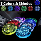 2PCS LED Car Cup Holder Lights, Light up Car Coasters for Cup Holders 7 Color-Changing Light Up Cup Holder Insert Coasters, Waterproof Car Accessories for Teens, Car Gifts for Men & Women