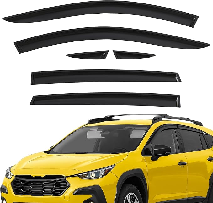 Extra Durable Window Deflectors Tape-On Window Visors Rain Guards Fit for Subaru XV Crosstrek 2024-2026, Sun Visors, Wind Vent for Shades, Exterior Car Accessories - 6 pcs. AG0984