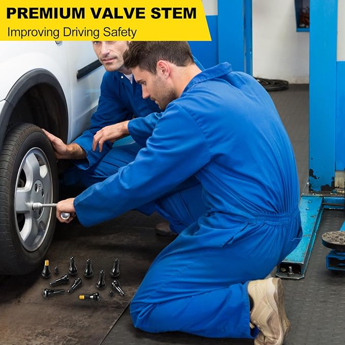 100 Pieces TR413 Valve Stems Tubeless Bulk Rubber Snap-in Valve Stems for 0.453 Inch Rim Holes, Black Standard Length Replacement Tool for Car Tubeless Replacement