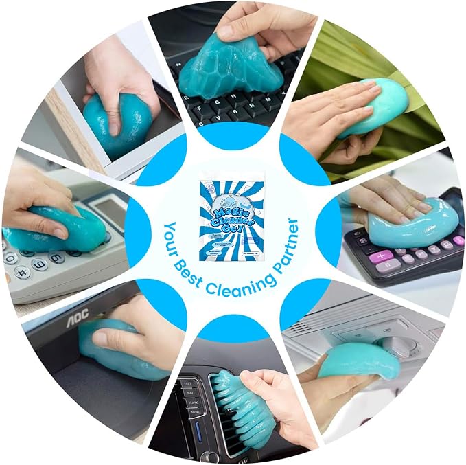 Car Cleaning Gel Putty Reusable, Universal Car Interior Cleaner Slime, Perfect Cleaning Kit Supplies, Auto Detailing Tools Accessories, Dust Remover Gifts for Men Women Blue