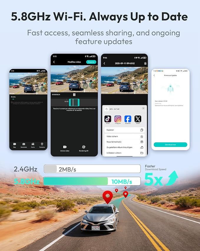 G300 Plus 4K Dual Dash Cam Front and Rear [2026 Upgraded], STARVIS 2 Sensor, 64GB Card Included, Voice Control, 5GHz WiFi Dashcam Front and Rear Camera, GPS,WDR Night Vision,24H Parking Mode