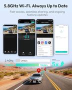 G300 Plus 4K Dual Dash Cam Front and Rear [2026 Upgraded], STARVIS 2 Sensor, 64GB Card Included, Voice Control, 5GHz WiFi Dashcam Front and Rear Camera, GPS,WDR Night Vision,24H Parking Mode