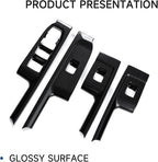 ABS Carbon Fiber Interior Window Lift Switch Panel Cover Trim for 2019-2025 Chevy Silverado | for 2019-2021 GMC Sierra 1500 2500 3500 HD Accessories (Double Cab)