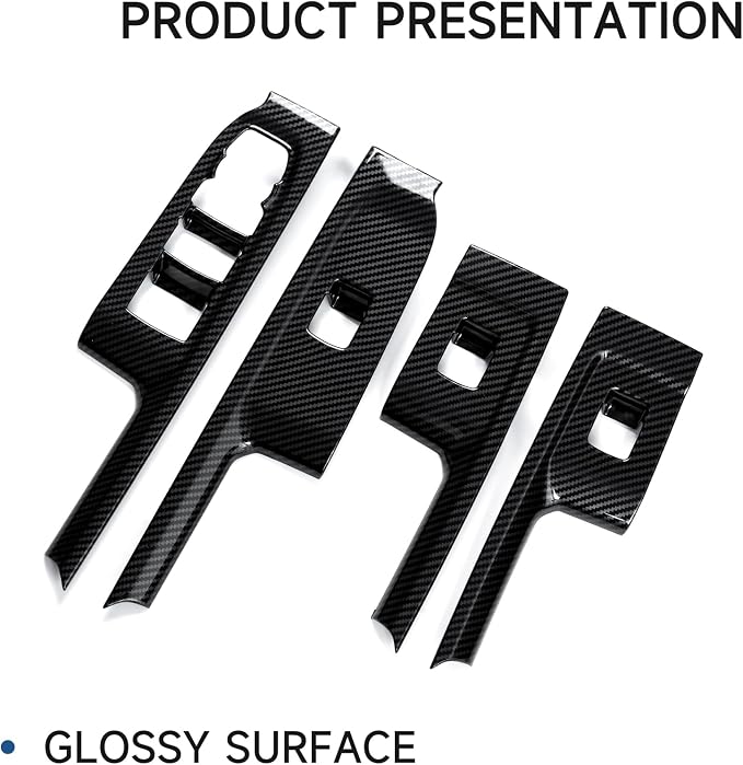 ABS Carbon Fiber Interior Window Lift Switch Panel Cover Trim for 2019-2025 Chevy Silverado | for 2019-2021 GMC Sierra 1500 2500 3500 HD Accessories (Double Cab)