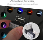 4Pcs Blue USB Car Interior Atmosphere Lamps, Universal Mini Led USB Lights for Car Decoration, Lighting