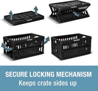 60L Collapsible Utility Crate (66 lb Capacity), Heavy Duty Folding Storage Crate, Stackable Plastic Organizer for Car Trunk, Garage & Groceries, 23 x 15 x 12 in, Obsidian