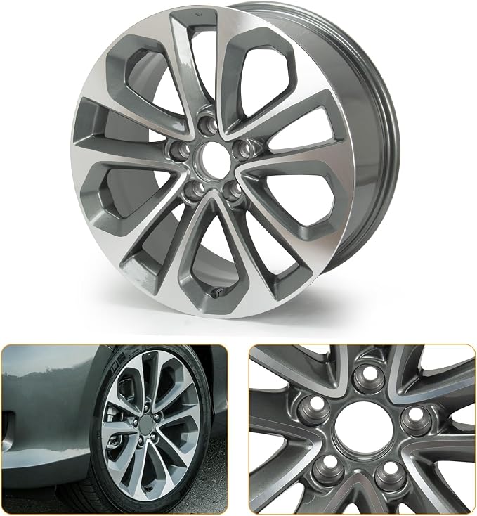 New 18x8" 18 Inch Premium Aluminum Alloy Wheel Rim Fits for 2013-2015 Honda Accord 64048A OEM Design, Alloy Replacement Wheel, Super Duty Car Rims Replacement, OE Stock Specs