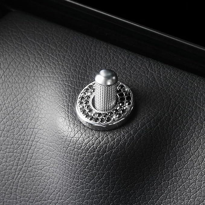 4 Pcs Bling Car Inner Door Lock Covers, Crystal Pull Rod Bolt Stickers, Sparkly Rhinestones Auto Door Bolt Decorations, Vehicle Lock Pin Cap Decors for C Class C200L GLC260 C260L (Black)