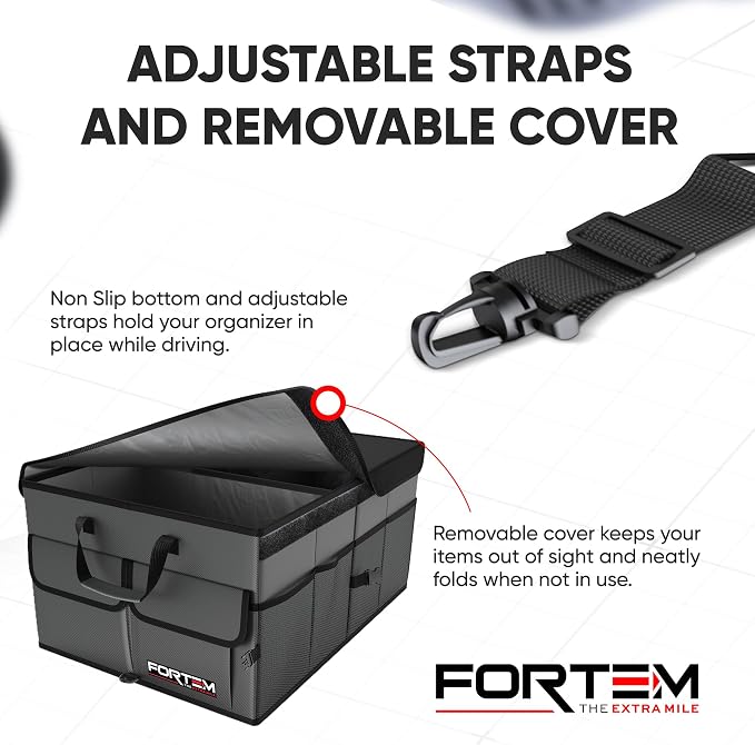 Trunk Organizer For SUV Car Trunk Organizer, Foldable Storage, Car Accessories for Women Men, Collapsible Bag, 600D Oxford, Non Slip Bottom, Straps, Soft Cover (65L)