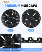 Hubcap Wheel Covers Hub Caps 15 Inch Set of 4 Black Universal Wheel Rim Cover R15 Stylish Car Decor Wheel Covers for Toyota Camry Nissan Mazda (TT Black, 15 inch)