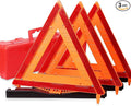 3PK DOT Warning Triangles with Empty Base & Storage Case | No pre-filled sand, fill sand yourself for stability, high visibility reflectors meet US FMVSS 571.125 safety specs