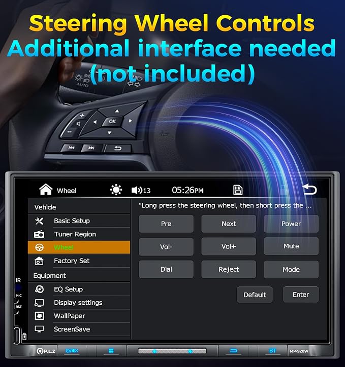 7" Wireless Double Din Car Stereo Apple Carplay Radio QLED Screen for Car, Android Auto, Bluetooth 5.3, Fast Charger, 1080P Backup Camera, 4.2 Channel Outputs 240W, 2 Subwoofer